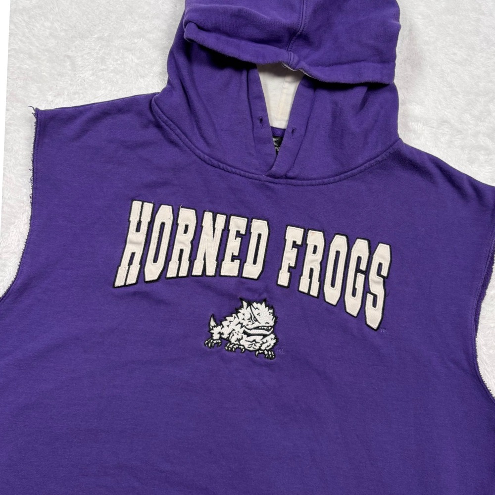 Texas Christian TCU Horned Frogs Sleeveless Hoodie Mens XL Purple Muscle Tee